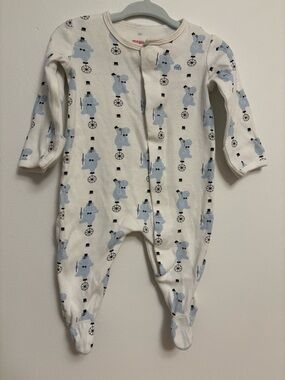 Magnetic Me White Footed One-Piece with Light Blue Bear Print